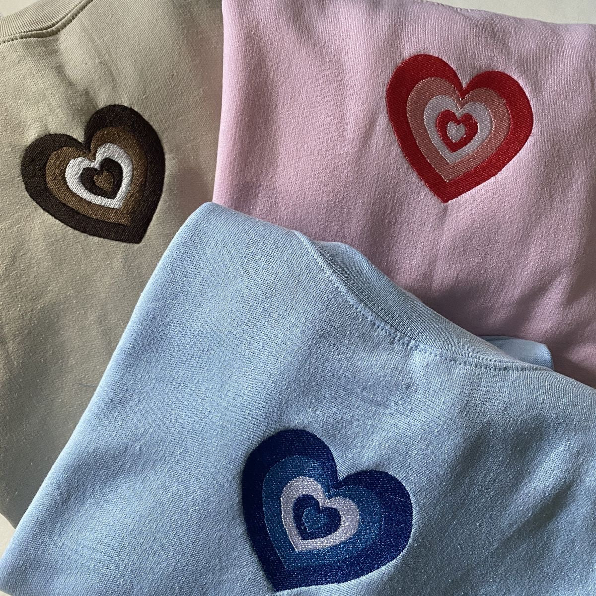 Retro Heart Pink Single Embroidery Sweatshirt