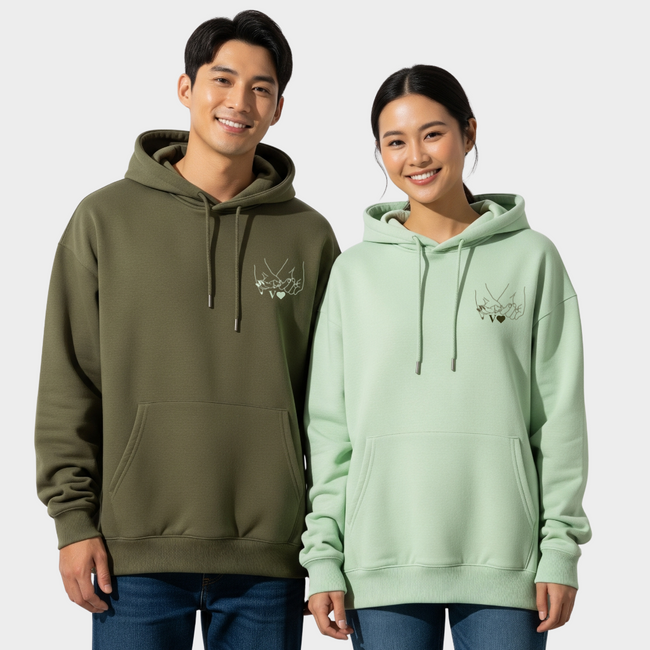 2 Pack : Olive Green and Pista Green Pinky Promise Couple Hoodies Hover Image