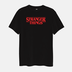 Stranger Things Title Printed Black T-Shirt