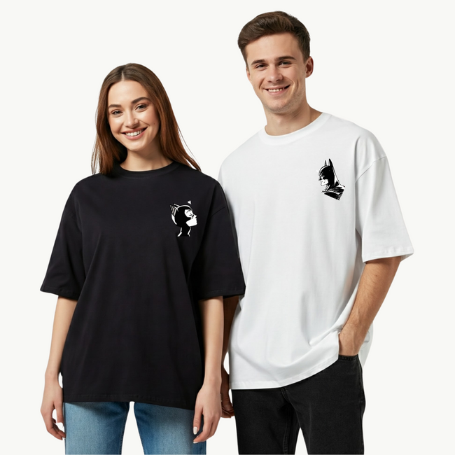 2 Pack : Catwomen & Batman Couple T-Shirt Hover Image