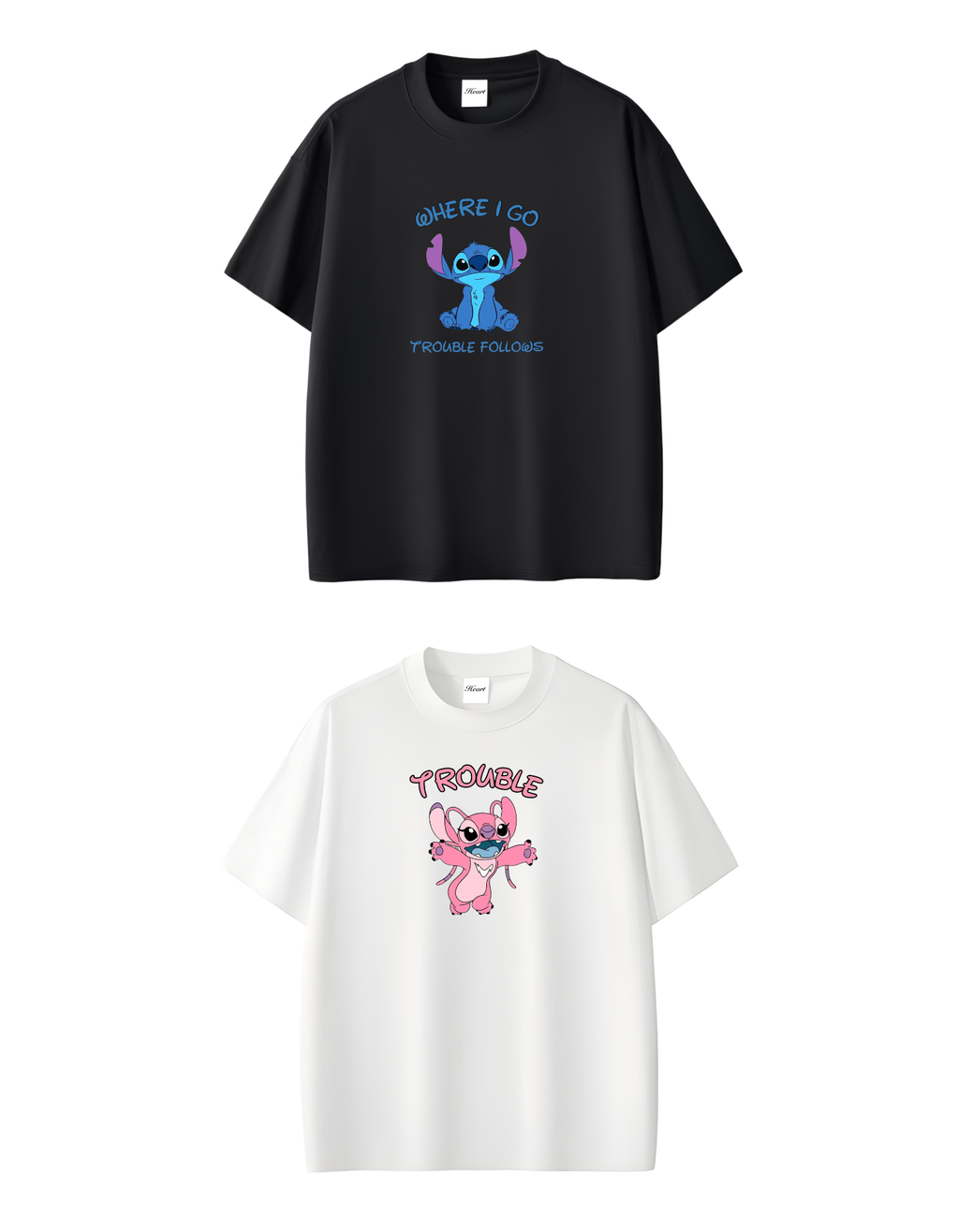2 Pack : Where I Go Trouble Follows Couple T-Shirts