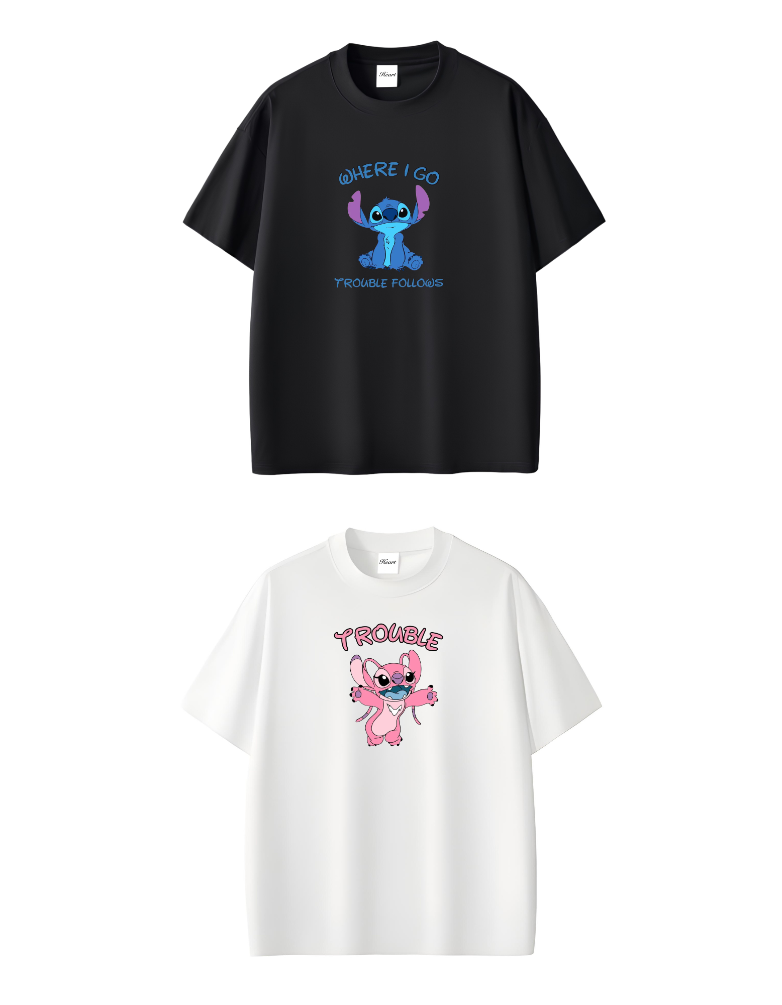 2 Pack : Where I Go Trouble Follows Couple T-Shirts