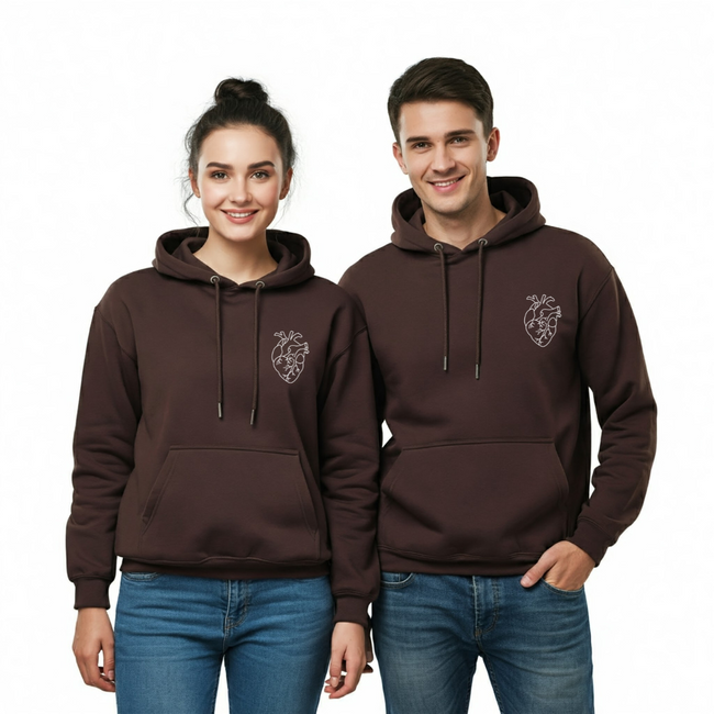 2 Pack :  Cardiac Heart Brown Couple Hoodie Hover Image