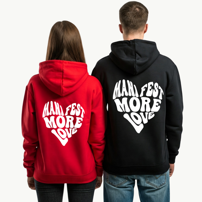 2 Pack : Manifest More Love Red & Black Couple Hoodies Hover Image