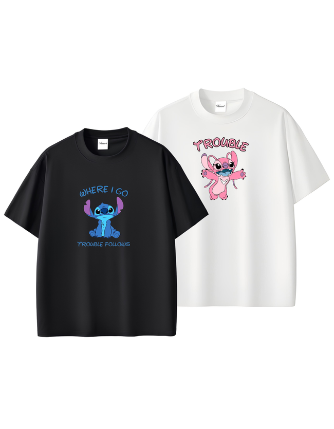 2 Pack : Where I Go Trouble Follows Couple T-Shirts Main Image