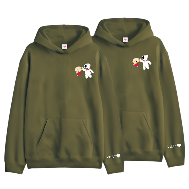 2 Pack : Stewie Griffin Olive Green Couple Hoodies Main Image