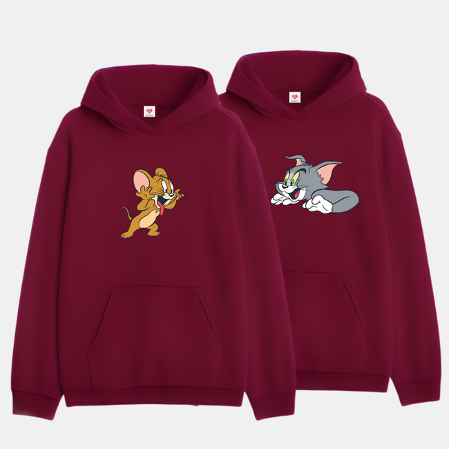 2 Pack : Scarring Tom Mocking Jerry Couple Hoodies Main Image