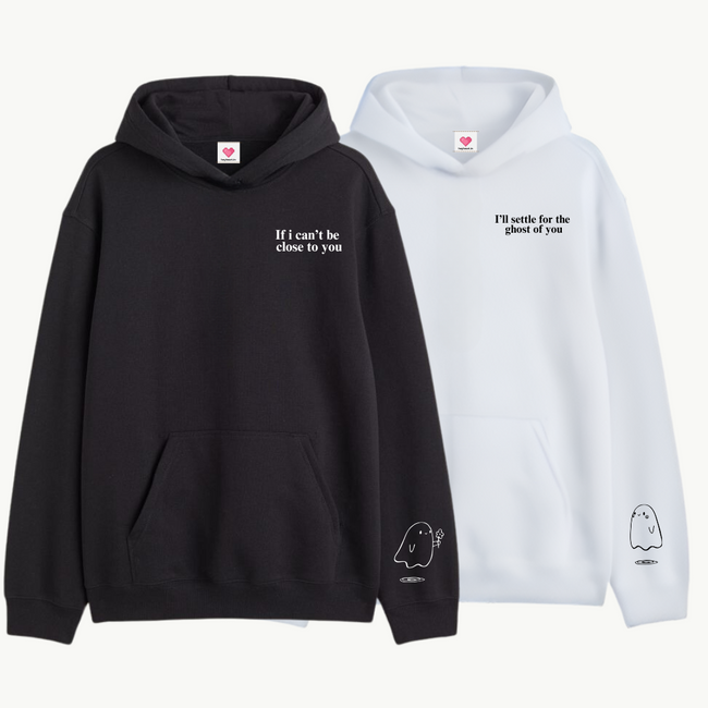 2 Pack : Ghost Proposing Black & White Couple Hoodie Main Image