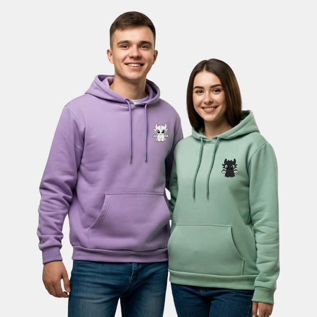 2 Pack : Toothless & Light Fury Sage Green Lilac Couple Hoodies Hover Image