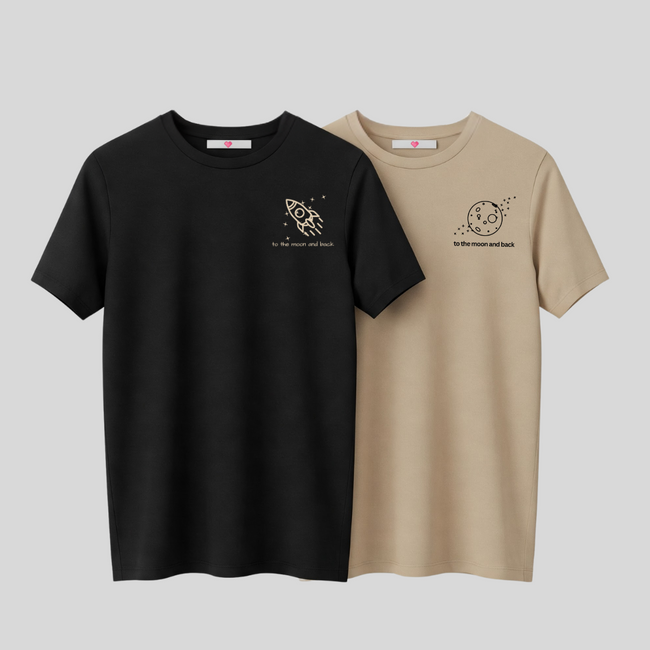 2 Pack : To The Moon and Back Couple T-Shirts Main Image