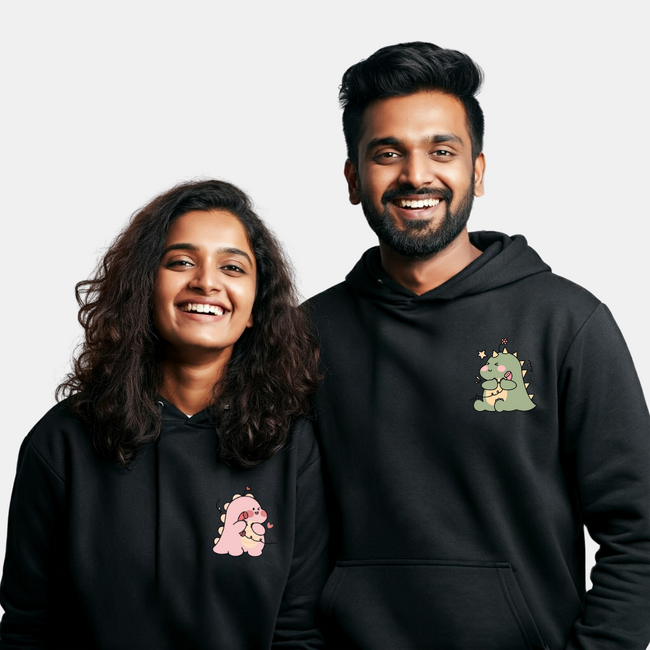 2 Pack : Blushing Dino Black Couple Hoodies Hover Image