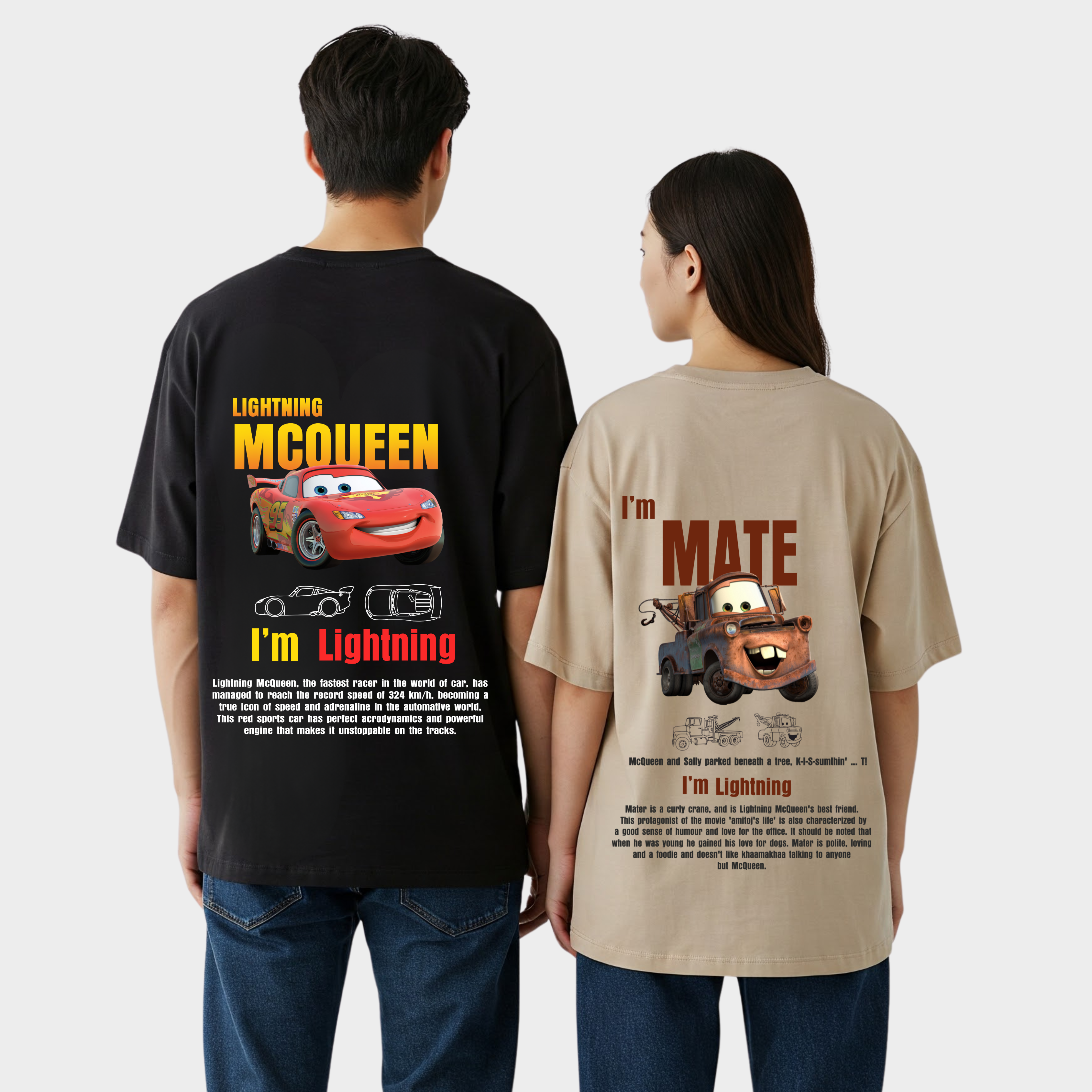 2 Pack : Mcqueen & Mate Couple T-Shirts