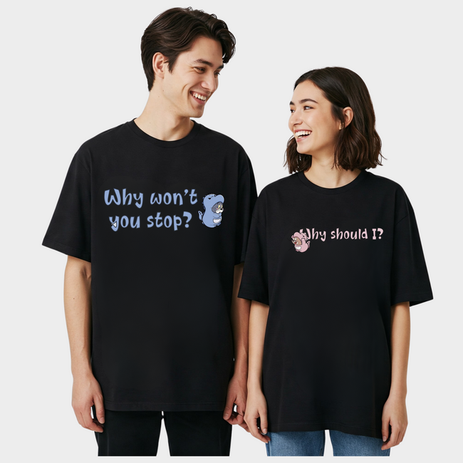 2 Pack : Why Won't you Stop Tom and Jerry Couple T-Shirts Hover Image