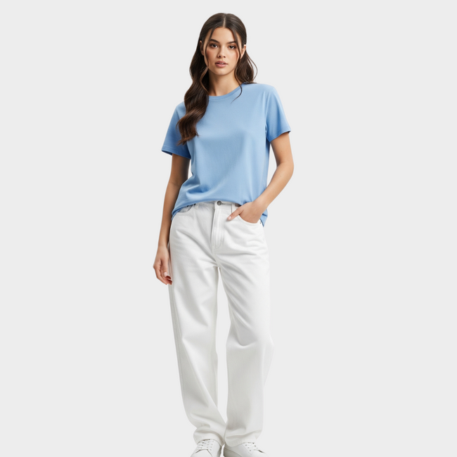 BASIC RELAXED FIT T-SHIRT SKYBLUE Hover Image