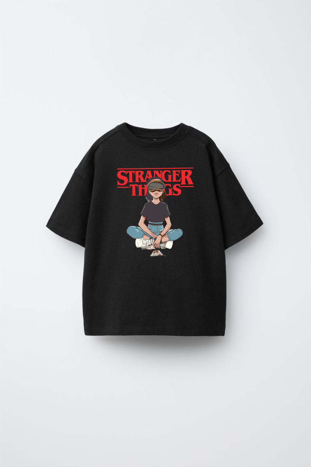 Stranger Things Eleven Printed Black T-Shirt