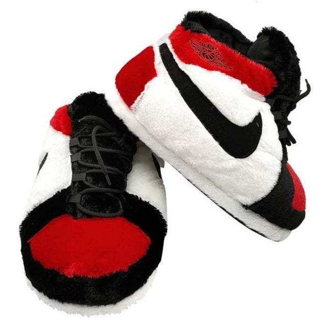 Red Black High Plush Sneakers- Soft & Stylish Indoor Slippers Main Image
