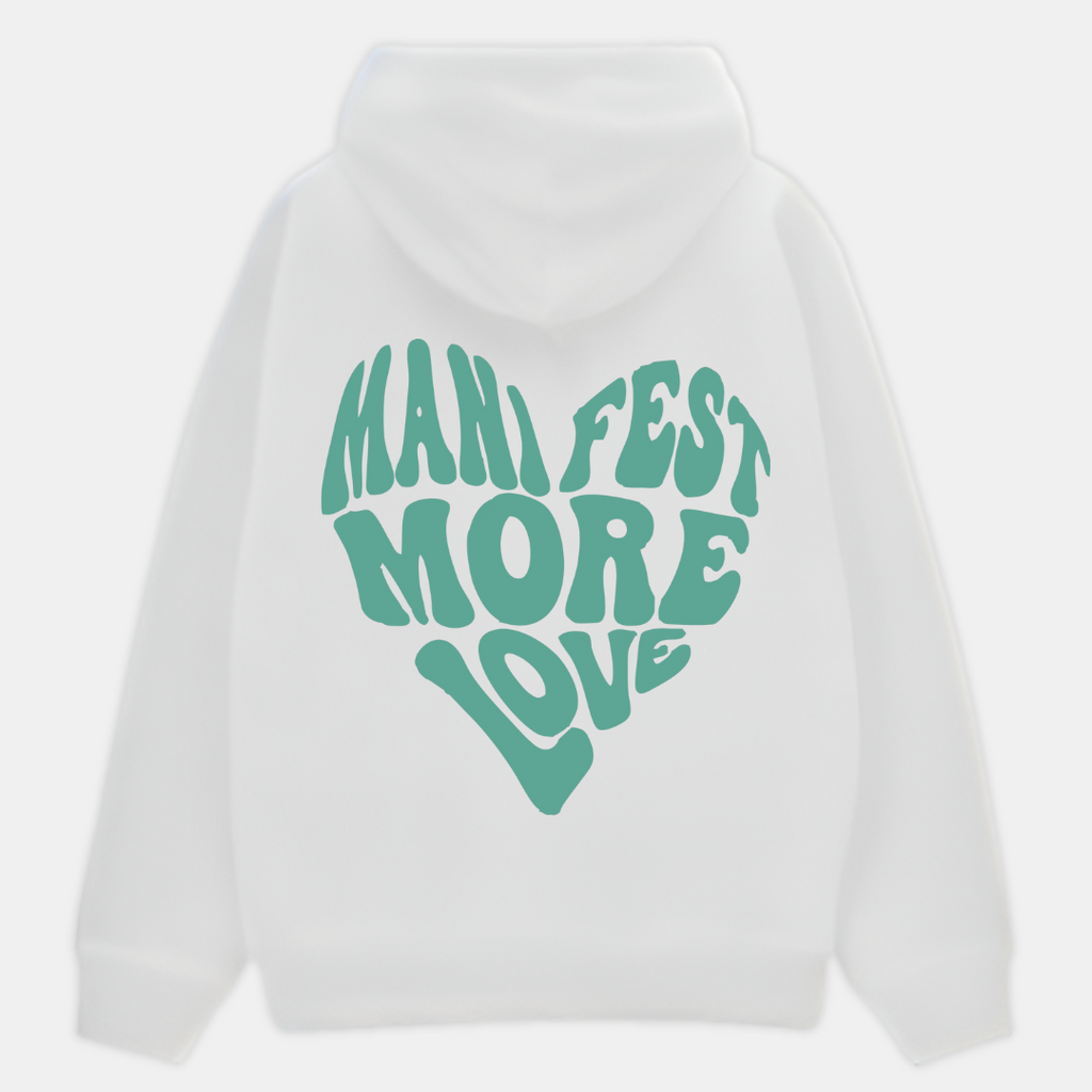 2 Pack: Manifest More Love White and Sage Green Couple Hoodies