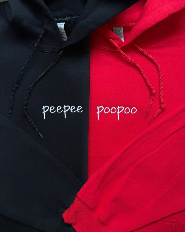 2-Pack: Custom Text Embroidery Couple Hoodies Hover Image