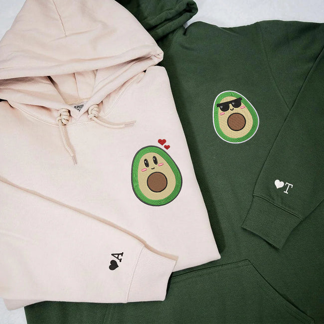 2-Pack: Avocado Custom Initial Embroidery Couple Hoodies Hover Image