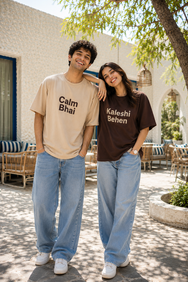 Calm Bhai & Kaleshi Behen Matching Sibling T-Shirts Main Image
