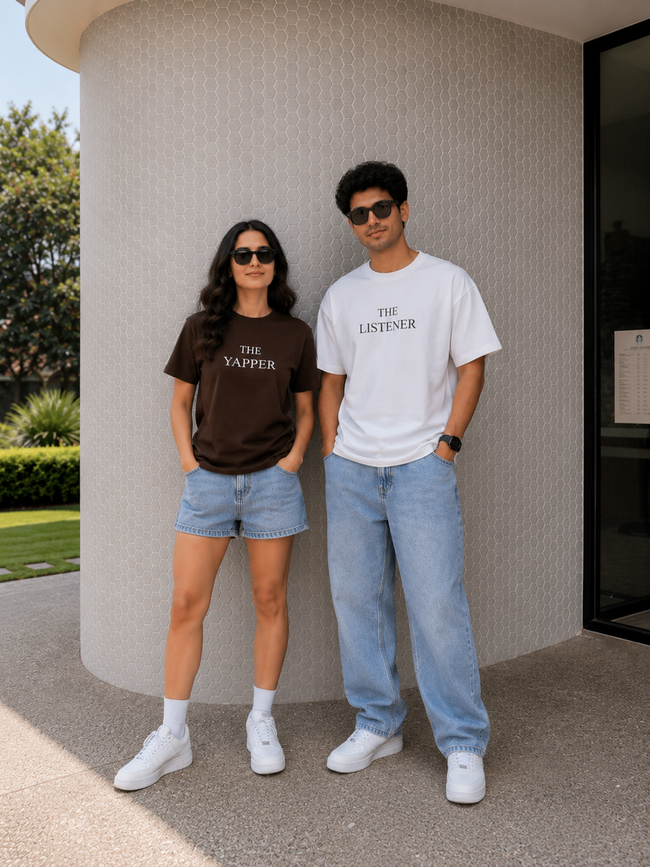 2 Pack : The Yapper and Listener Matching T-Shirts Hover Image