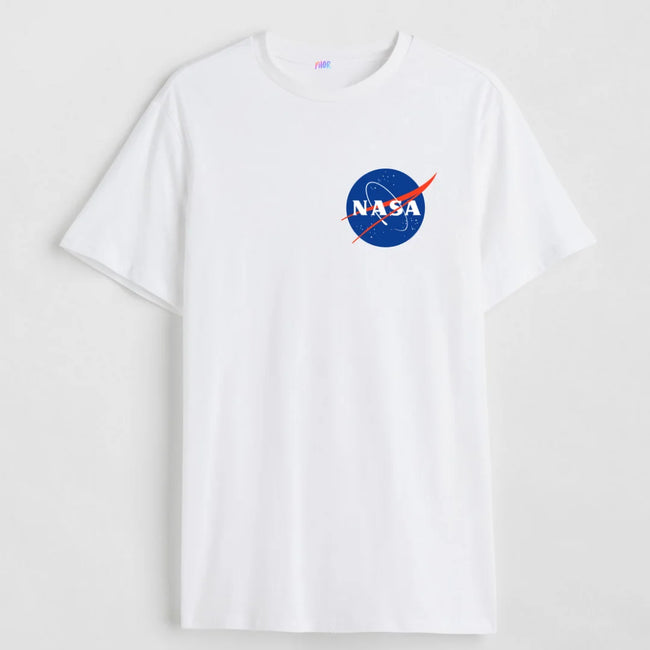 NASA Printed White T-Shirt Hover Image