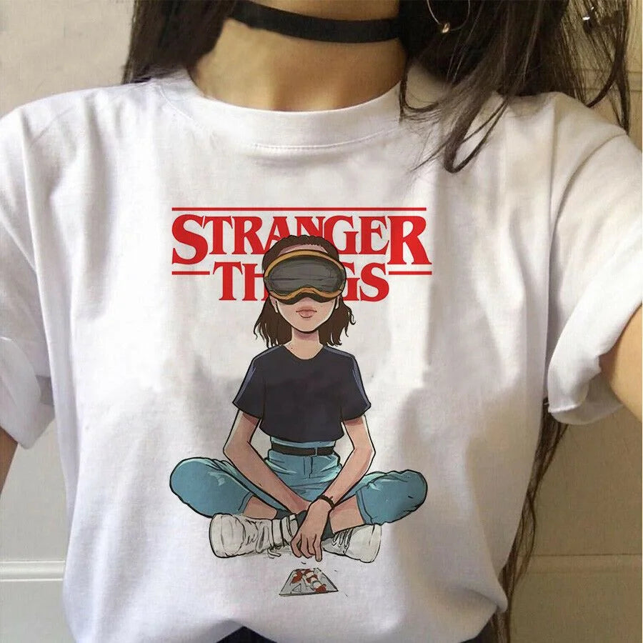 Stranger Things Eleven Printed  White T-Shirt