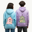 2 Pack : Blushing Dino Lilac & Skyblue Couple Hoodie