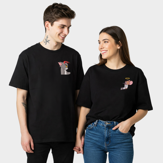 2 Pack : Devil Tom & Angel Jerry Couple T-Shirt Hover Image