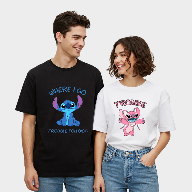 2 Pack : Where I Go Trouble Follows Couple T-Shirts Hover Image