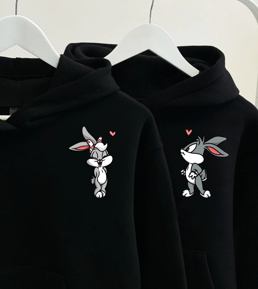 2-Pack Bugs Bunny & Lola Couple Hoodie in Black