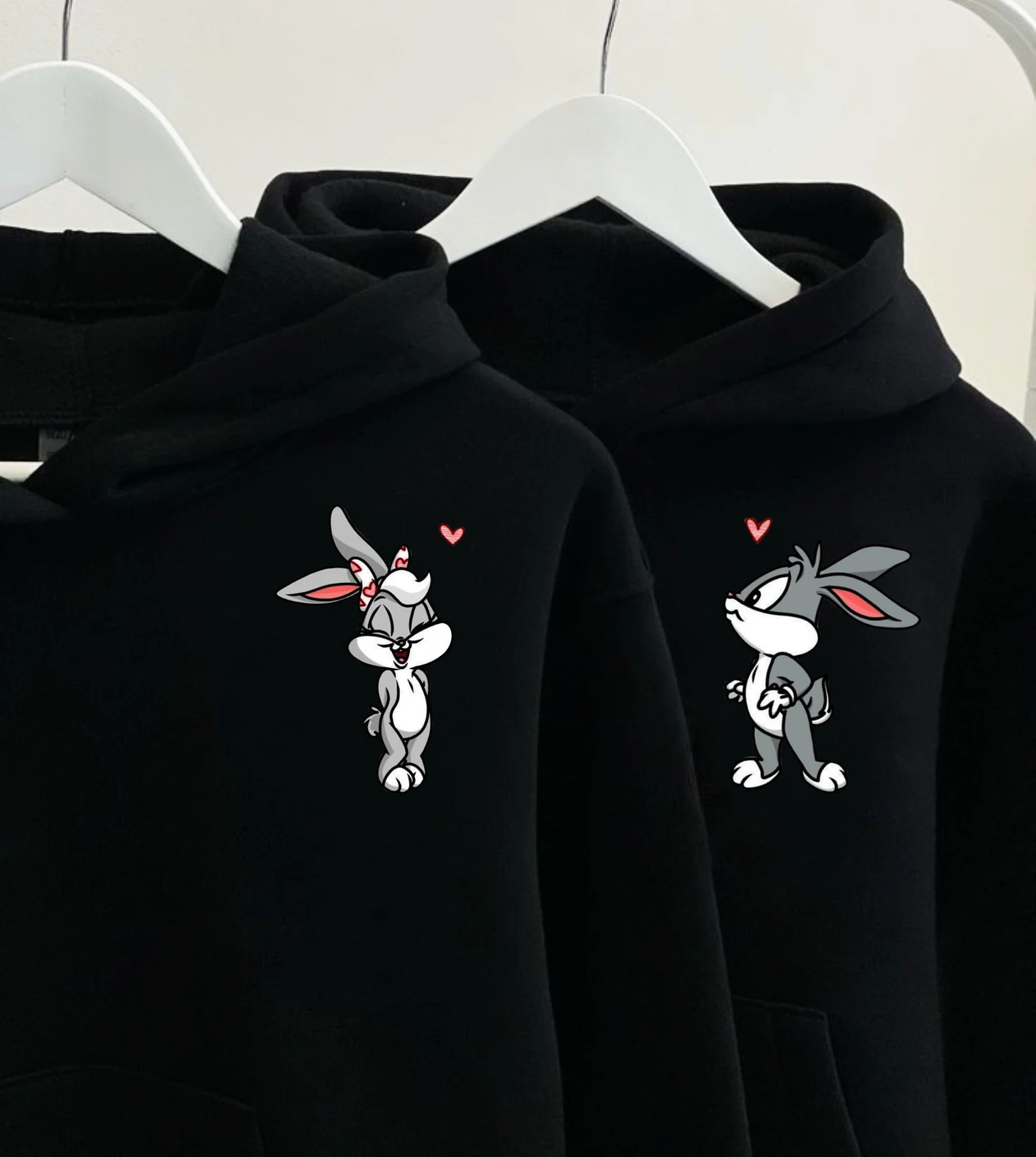 2-Pack Bugs Bunny & Lola Couple Hoodie in Black