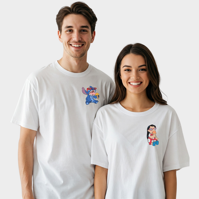 2 Pack : Stitch & Lilo Couple Tshirts Hover Image