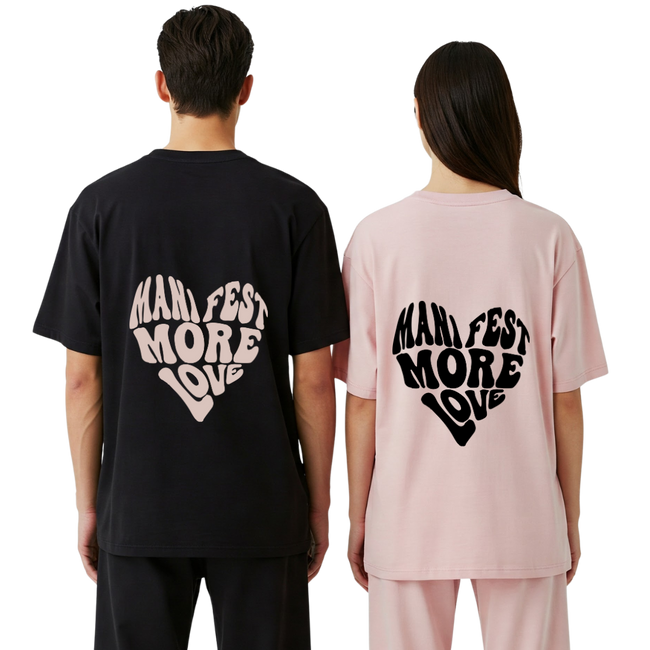 2 Pack : Manifest More Love Baby Pink & Black Couple T-Shirts Hover Image