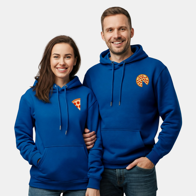 2 Pack : Pizza & Slice Royal Blue Couple Hoodie Hover Image