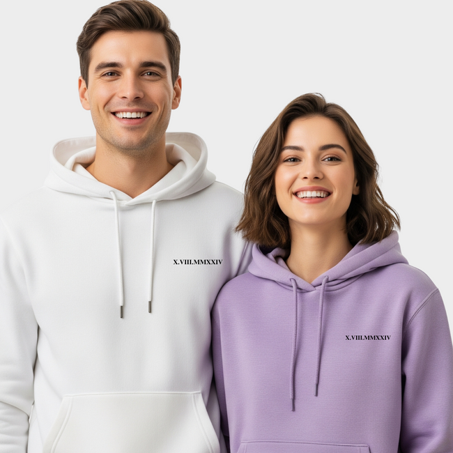 2 Pack : Custom Roman Date Couple Hoodie Hover Image