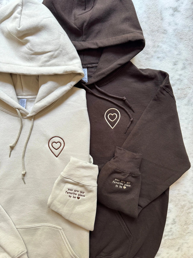 2-Pack: Favorite Place To Be Embroidery Couples Hoodies Main Image