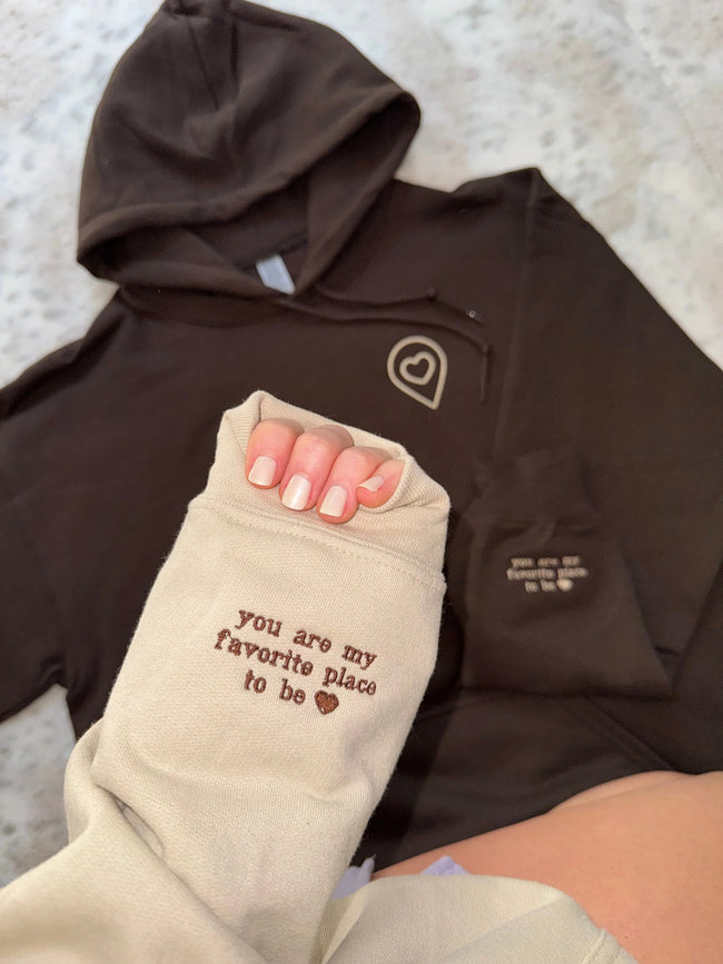 2-Pack: Favorite Place To Be Embroidery Couples Hoodies Hover Image