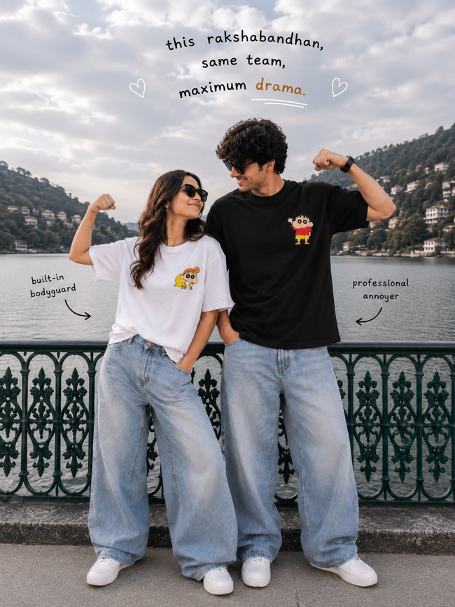 Shinchan & Himawari Sibling T-Shirts Hover Image