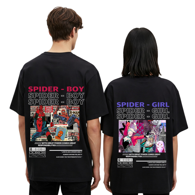 2 Pack : SpiderGirl And SpiderBoy Couple T-Shirt Hover Image